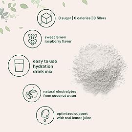 Micro Ingredients Hydration Electrolyte Powder, 1 lb (69 Servings) | Lemon Raspberry Flavor | High Potassium (1,000mg) + Coconut Water & Real Lemon Juice | No Sugar, Keto Friendly | Non-GMO