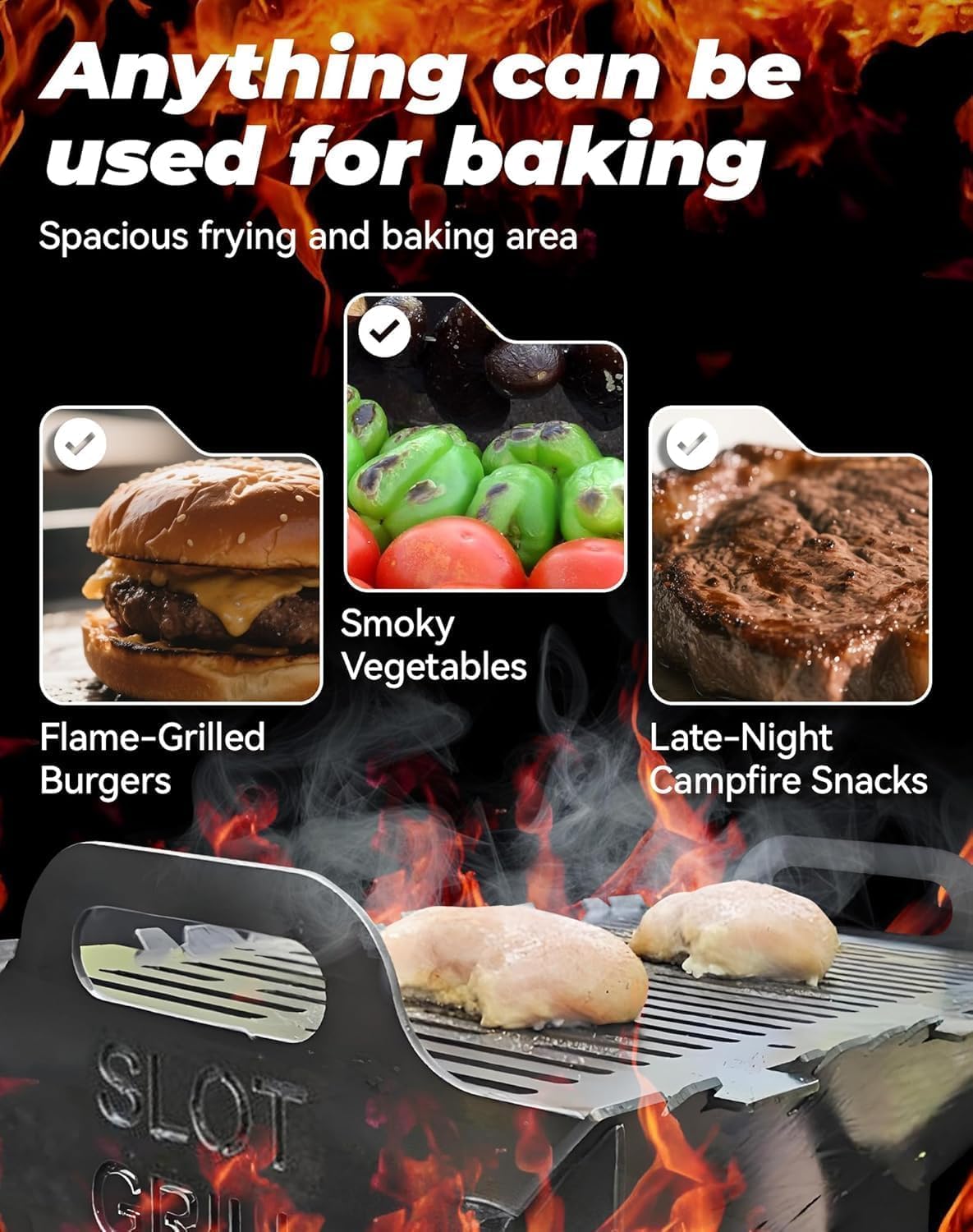 Przenośny grill Chal – lekki i kompaktowy na kemping, gotowanie na świeżym powietrzu, łatwa konfiguracja, bez użycia narzędzi, idealny na imprezy na podwórku