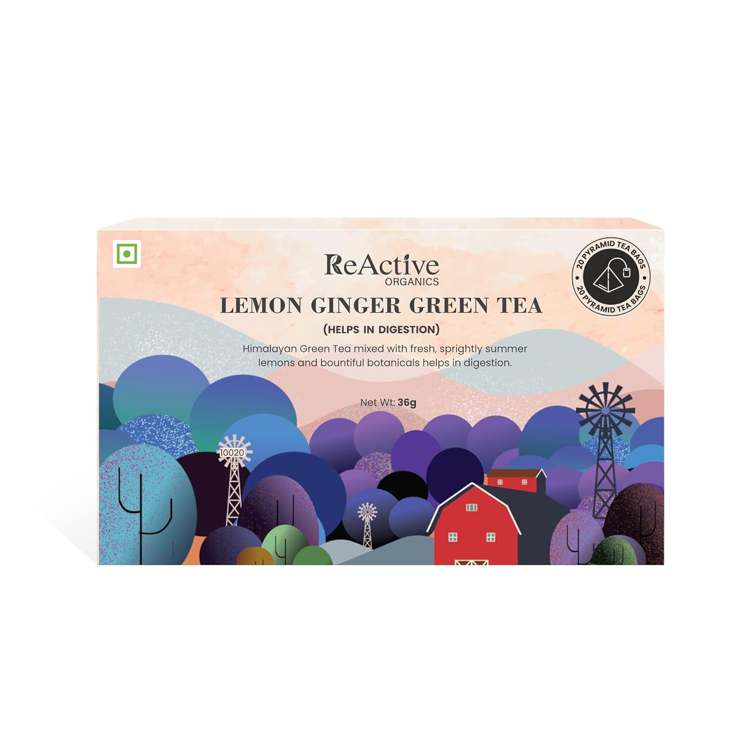 ReActive Organics Lemon Ginger Green Tea Cinnamon, Lemon, Holy Basil, Ginger, Green Tea