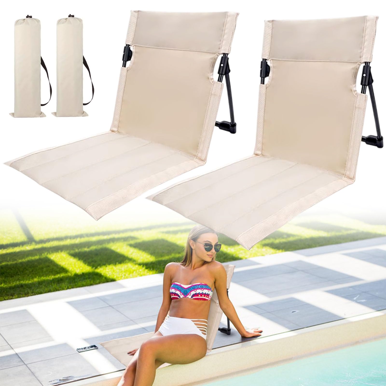 Chaise de piscine pliable lot de 2 finitions soignées et maintien dorsal pour jardin
