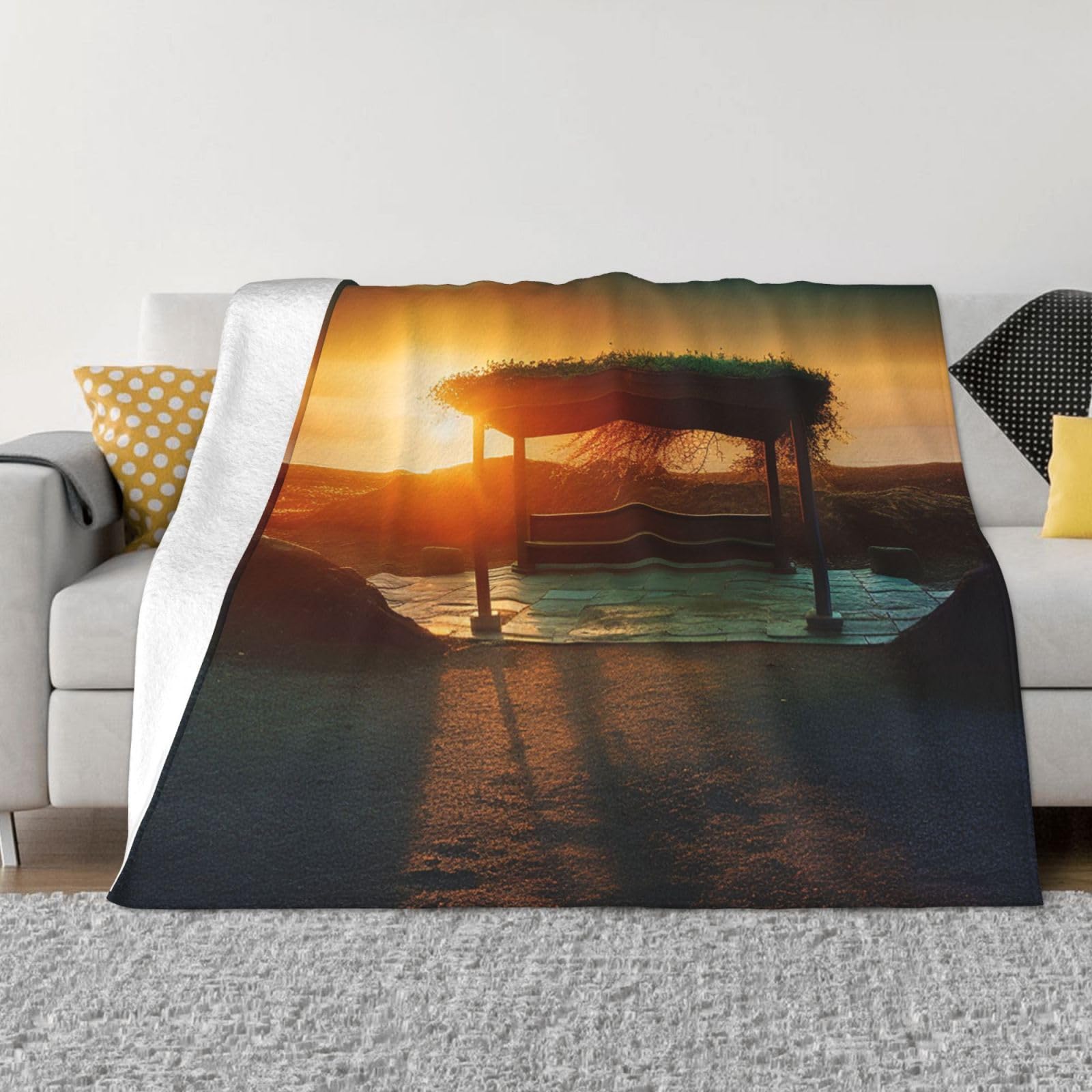 Couverture micro polaire OUSIKA 152x127cm jeté de lit flanelle