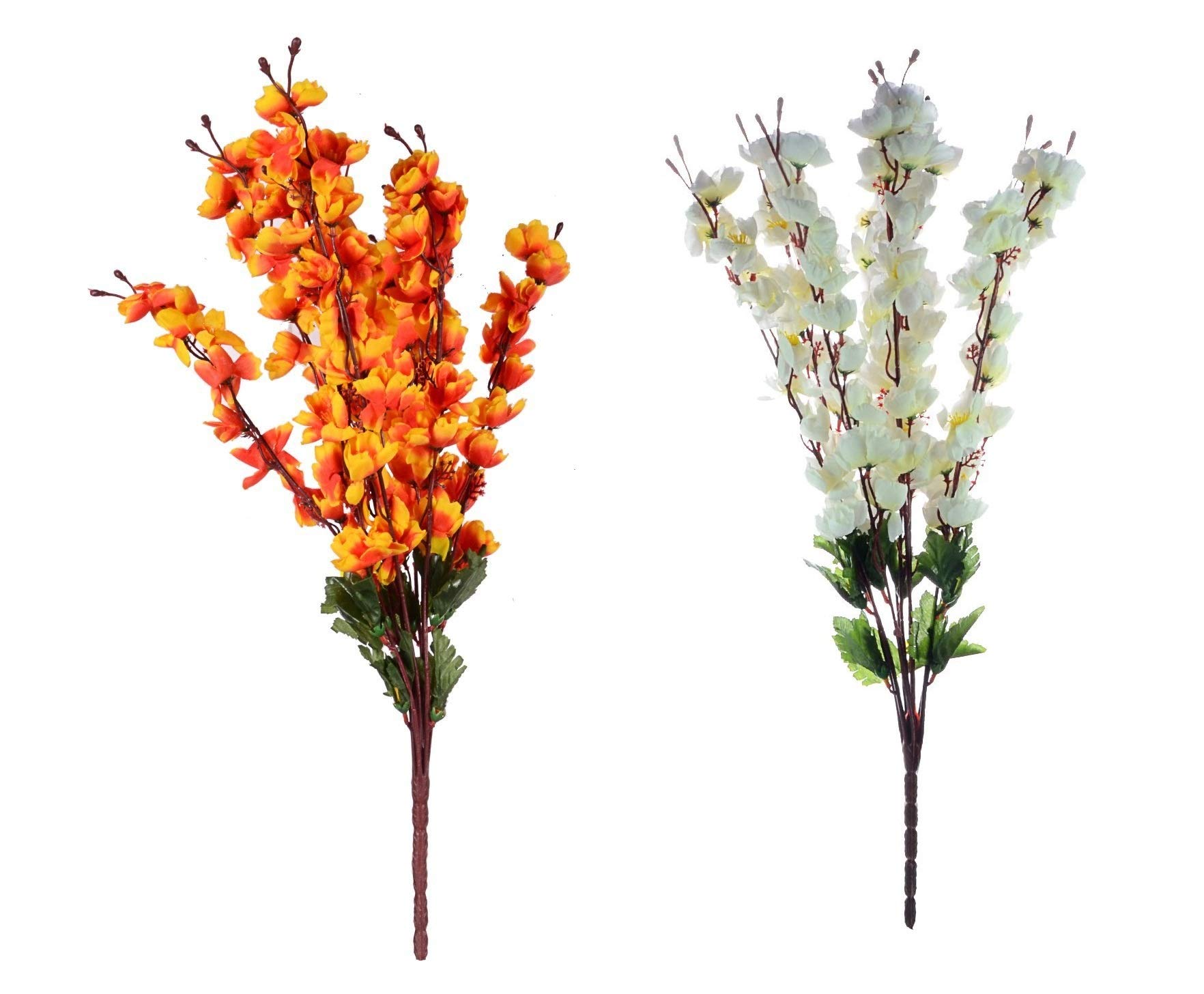 SOFIX Beautiful Artificial Flower Bunch for Vase Cherry Peach Blossom for Home Decor Office Decor Hotel Decor - 20inch/50cm (2 White Golden) (B08G59ZYLJ) Amazon Price History, Amazon Price Tracker