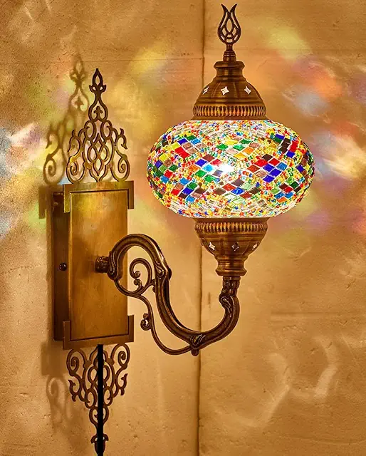 Applique murale orientale en mosaïque Tiffany turc marocain fait main (10 couleurs)