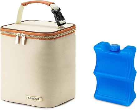 Breastfeeding Cooler Bag with Ice Pack,Fits 4 Bottles up to 9 Ounces, Bottle Bag Perfect for Nursing Moms Daycare