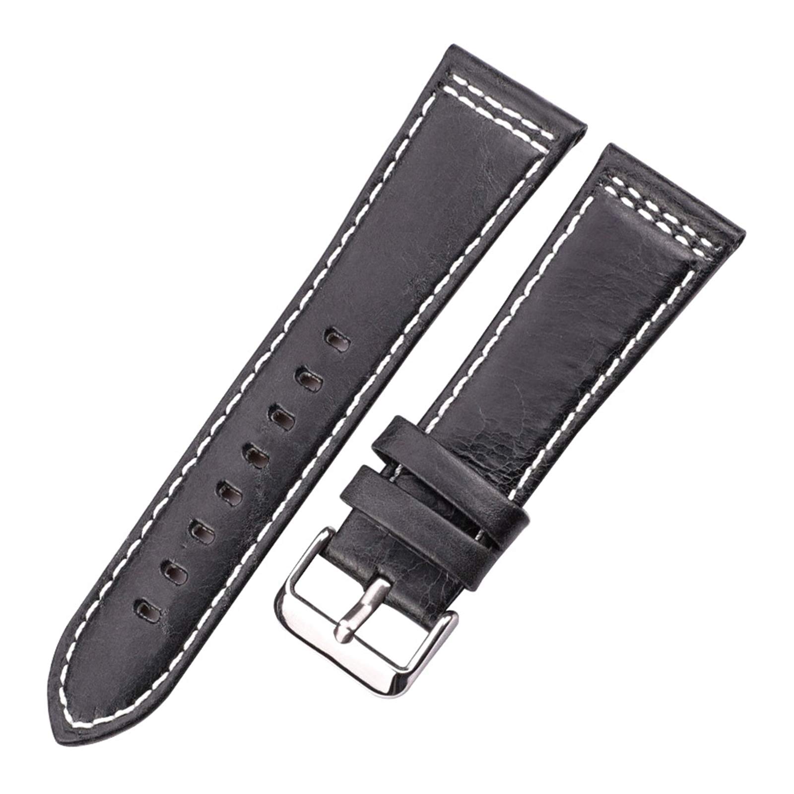 Bracelet de montre en cuir véritable 22mm 24mm élégant et haut de gamme