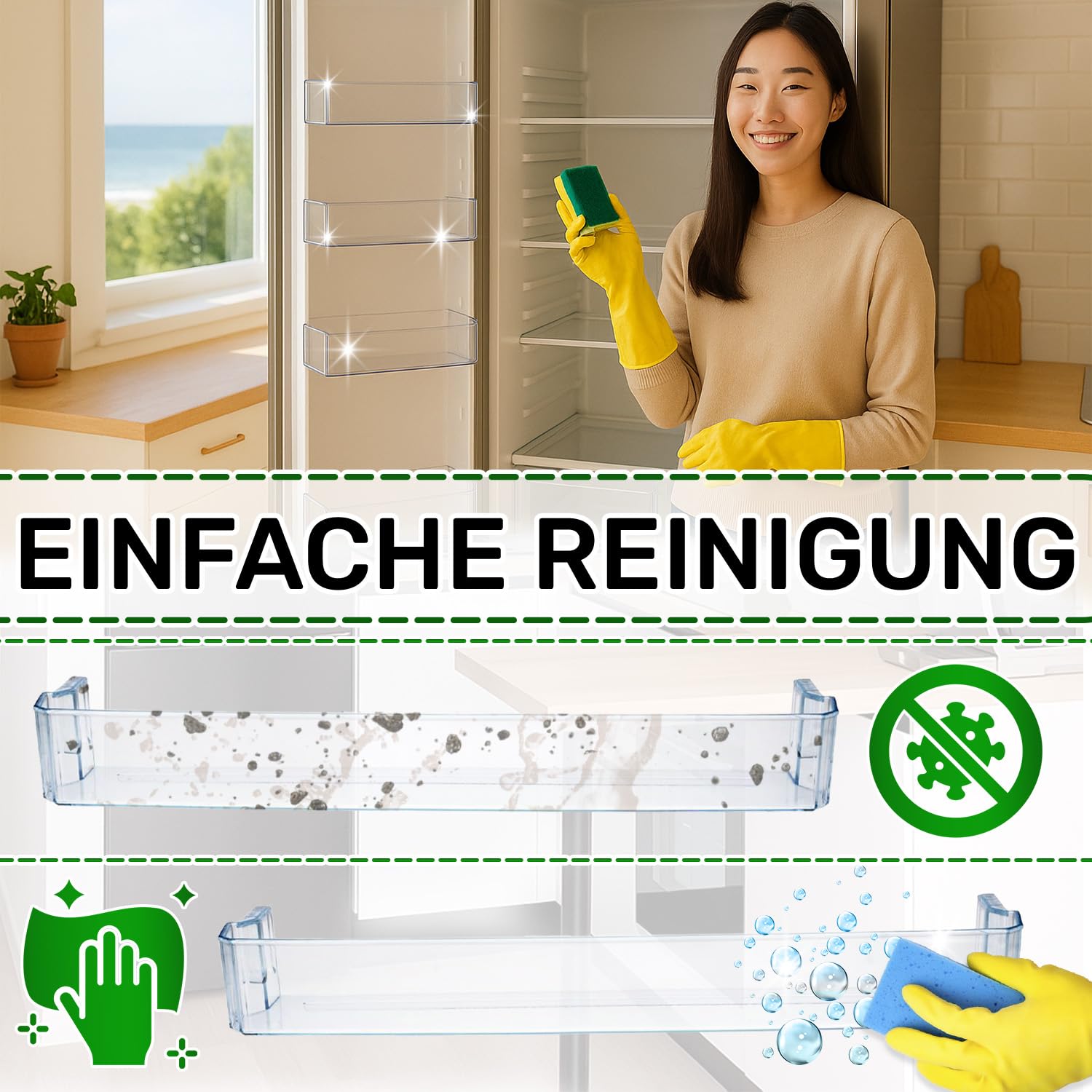 ONIX TECH Türablagen für Kühlschränke 432 х 75 x 55 mm mit dem Originalcode 1022432 1022446 1033024 für Amica - Garantie 5 Jahre