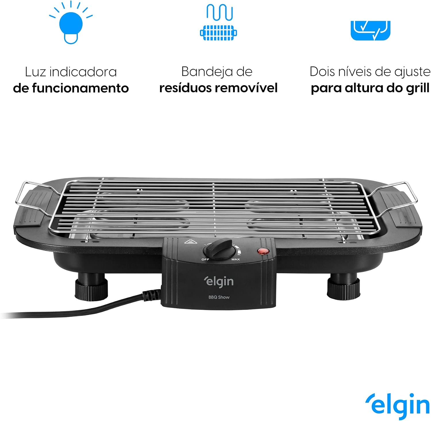 Churrasqueira Elétrica De Mesa Bbq Show Elgin 110V Com controle de temperatura, bandeja anti-fumaça e grelha removível Churrasqueira Elétrica De Mesa Bbq Show Elgin 110V Com controle de temperatura, bandeja anti-fumaça e grelha removível