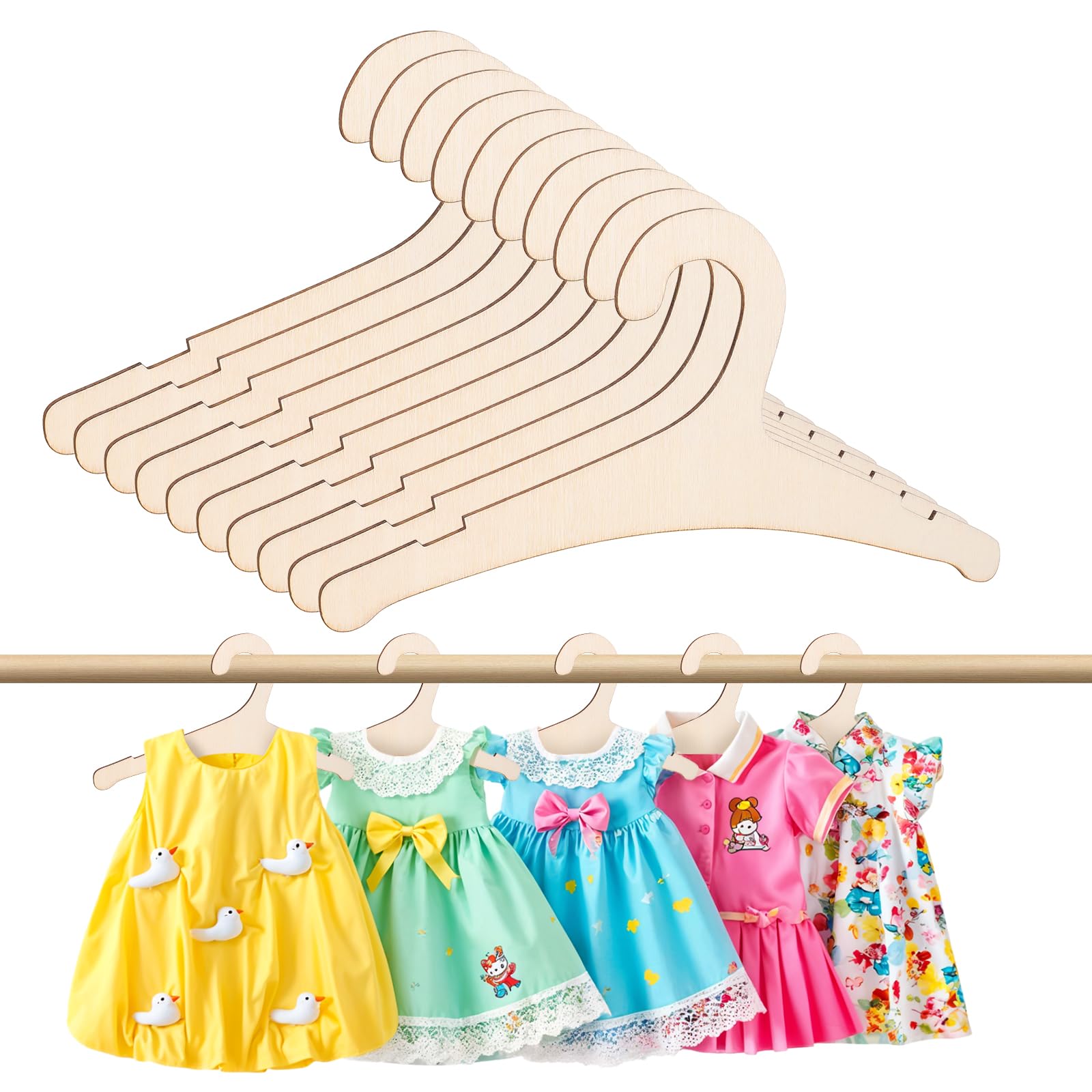 Nogeqi 10 Stück Kleiderbügel Kinder Holz, rutschfest Kinderkleiderbügel Holz, Baby Kleiderbügel Kinderbügel Babykleidung Bügel Haltbares Für Babies Kleidung, Hosen