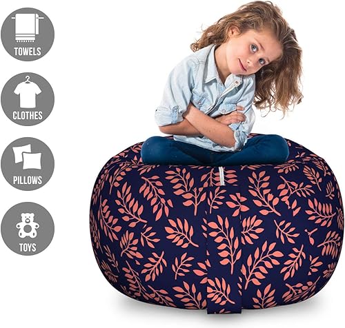 Miniatura 185 de Ambesonne Bolsa de juguetes de almacenamiento para perros, patrón con cachorros de raza pura, Bichon Pug Spitz Dachshund Poodle Shih Tzu, Rosa y