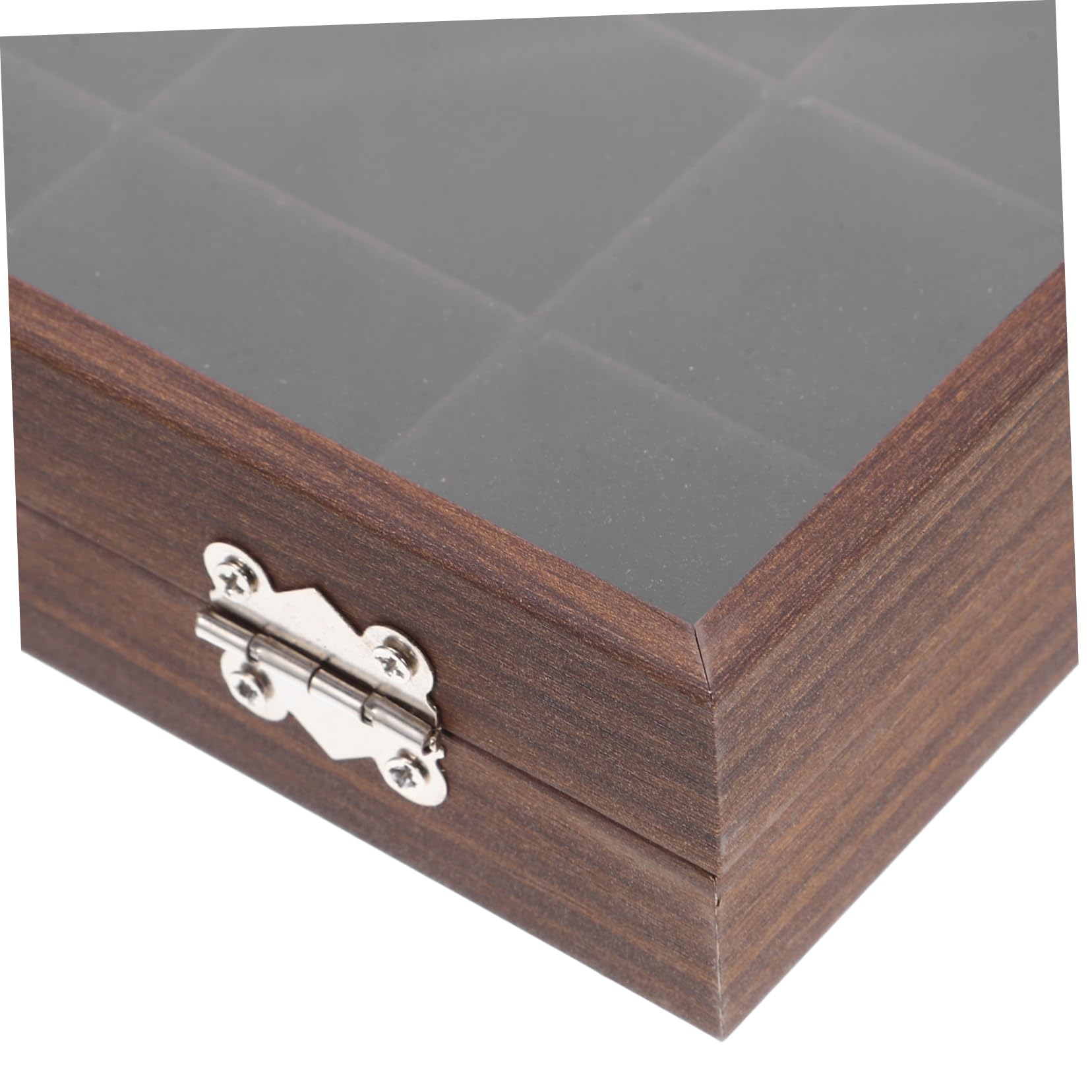 PRETYZOOM Boîte à Sachets De Thé Compartimentée 30 Compartiments 26 x 19.5 x 6 Cm En Bois Effet Noyer Avec Couvercle Transparent Pour Organisation La Cuisine Et Rangement Sachets De Thé