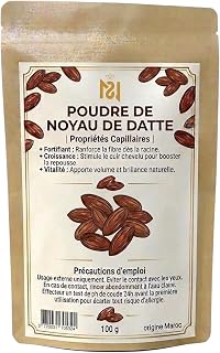 Datumkärnpulver för hårvård, 100 g, rikt på mineraler som järn och zink, vitaminer, antioxidanter, vegan, marockanskt ursprung