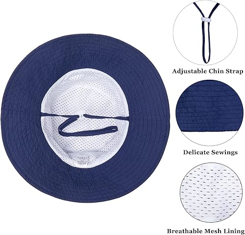 Miniatura 4 de Sombrero de sol para bebé de verano UPF 50+, sombrero de pescador de ala ancha, sombreros de playa para bebés niños y niñas de 0 a 6 años