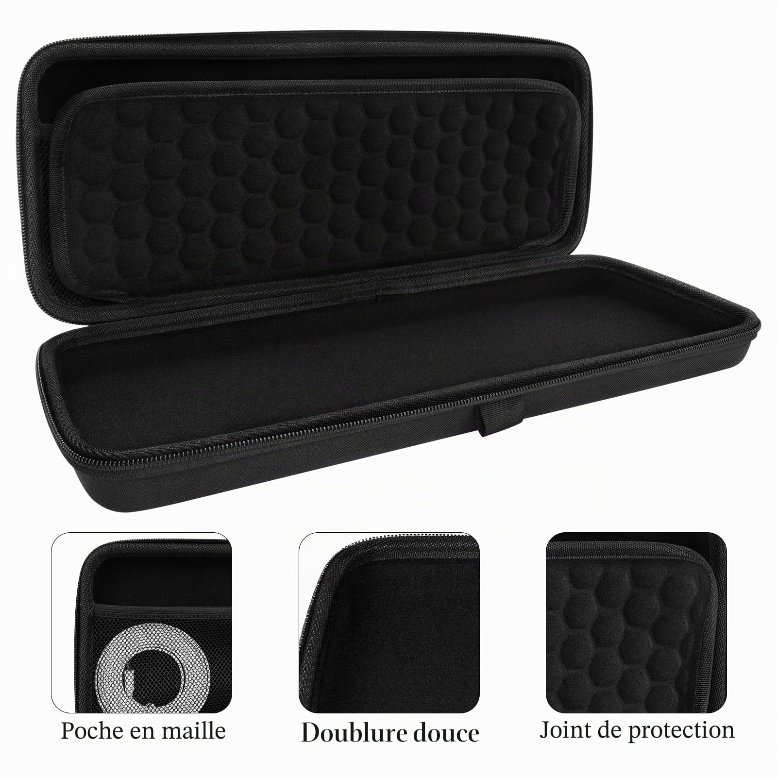 Linkidea Étui de voyage rigide pour clavier compact 65 %, ordinateur 68 touches sans fil/filaire - Sac de rangement compatible avec Keychron Q2 V2 Corsair K65 PRO ASUS ROG Falchion NX 65 %
