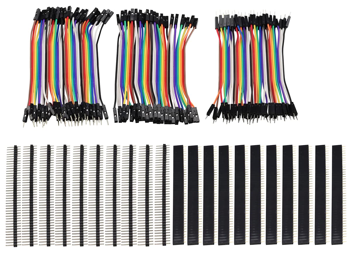 120P 10CM 40pin Cavo di collegamento del ponticello Set di maglioni (Da maschio a femmina, da maschio a maschio, da femmina a femmina), 20PCS Single Row Header 40pin 2.54mm PCB Header