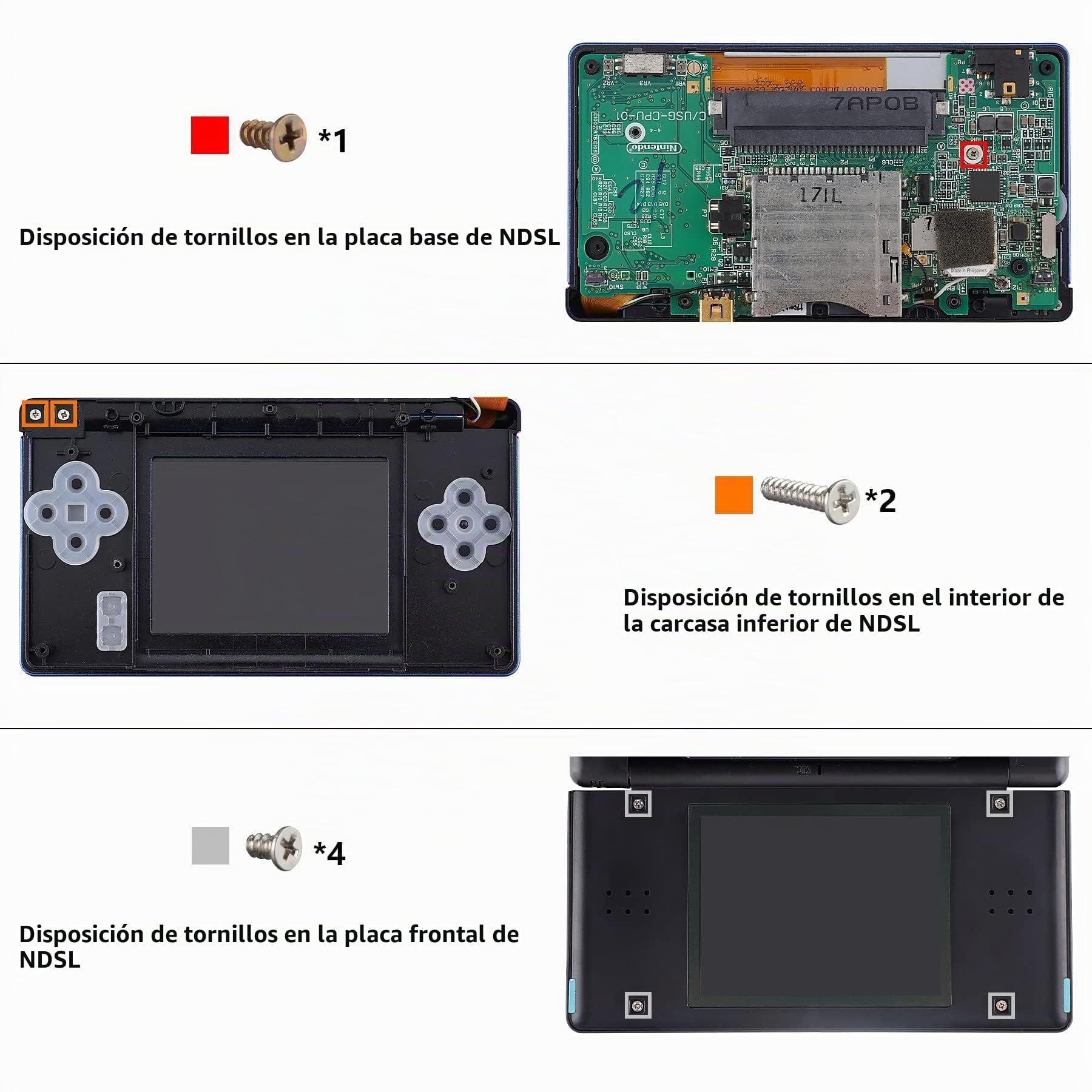 eXtremeRate Carcasa para Nintendo DS Lite Accesorios Funda Protectora Placa Cubierta Completa con Botones y Lente de Pantalla para Nintendo DS Lite NDSL - NO Incluye Consola(Negro)