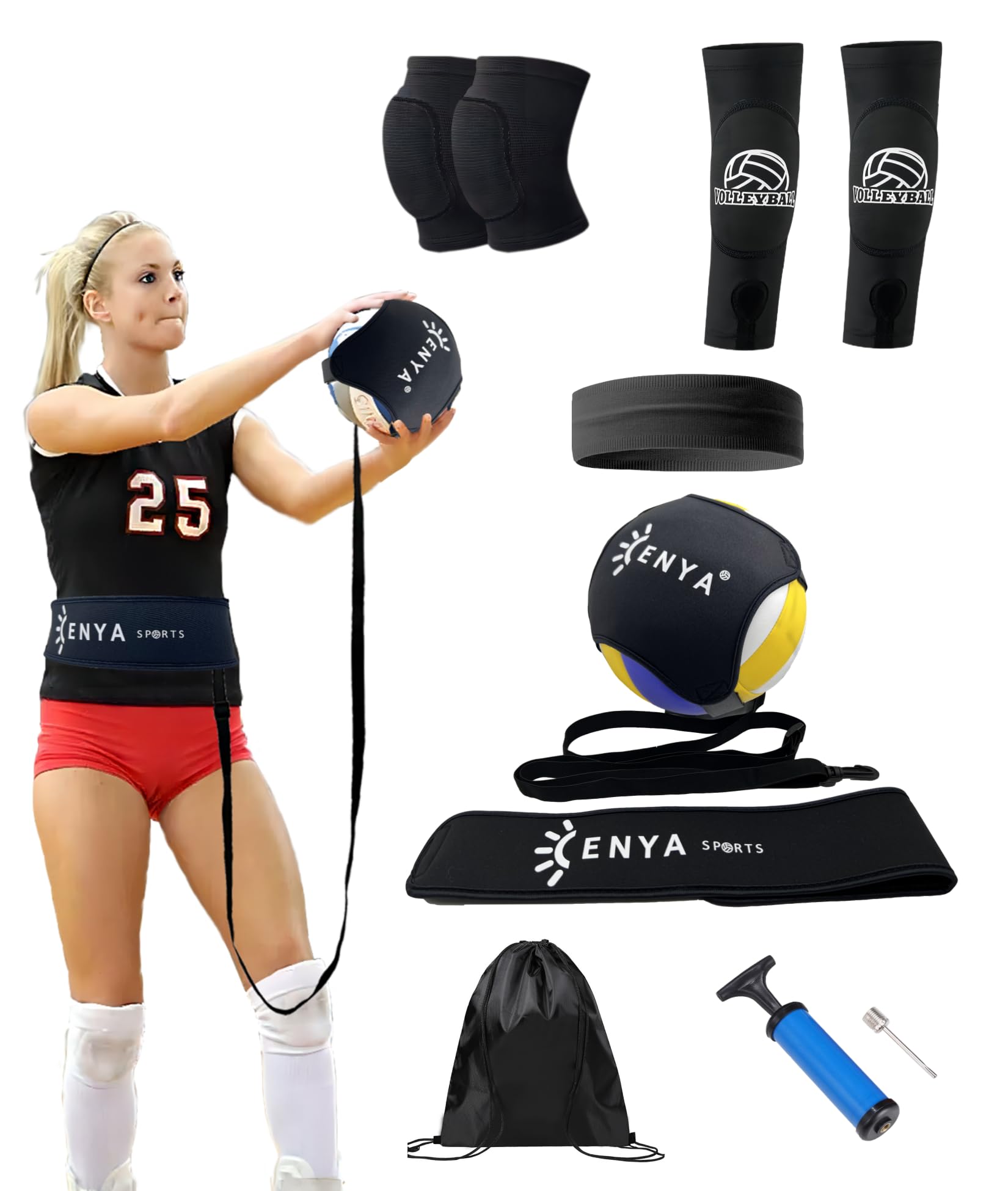 Volleyball Training Equipment Hitting Trainer Assistant Single Coach for Beginners Practicing Serving Setting Spiking and Arm Swing, Volleyball Gift for Adult Teen