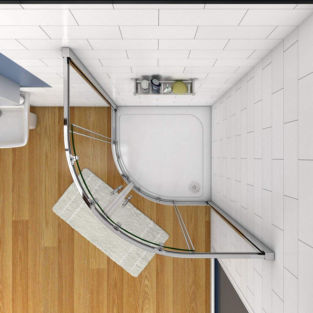 H.185cm Box Doccia Semicircolare 80x80cm Scorrevole Vetro 5mm