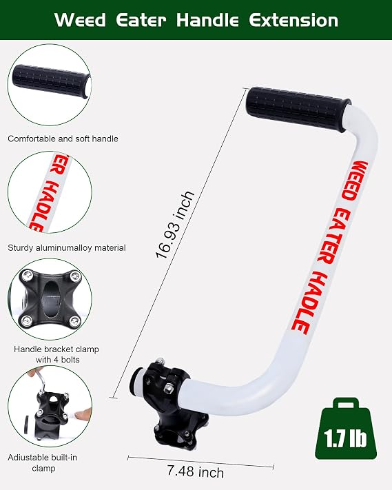 Weed Eater Handle, Ergonomic String Trimmer Grip Extension Back Saver, Weed Wacker Handle with Adjustable Shoulder Strap for Lawn Care, Landscaping, Yard, Grass, Trimming