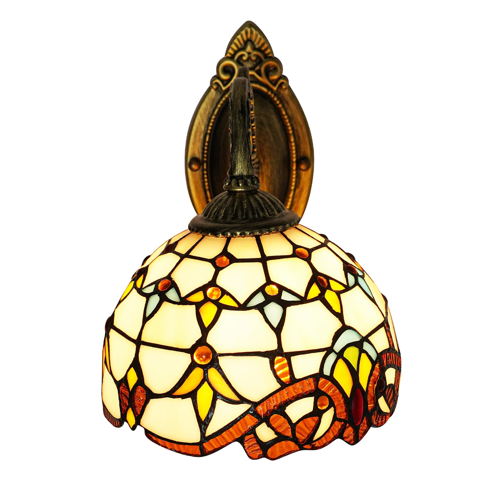 Aplique de pared estilo E27 victoriano Tiffany lámpara de pared para iluminación interior, pantalla retro lámpara domo lámpara de pared artesanal iluminación de salón, iluminación de