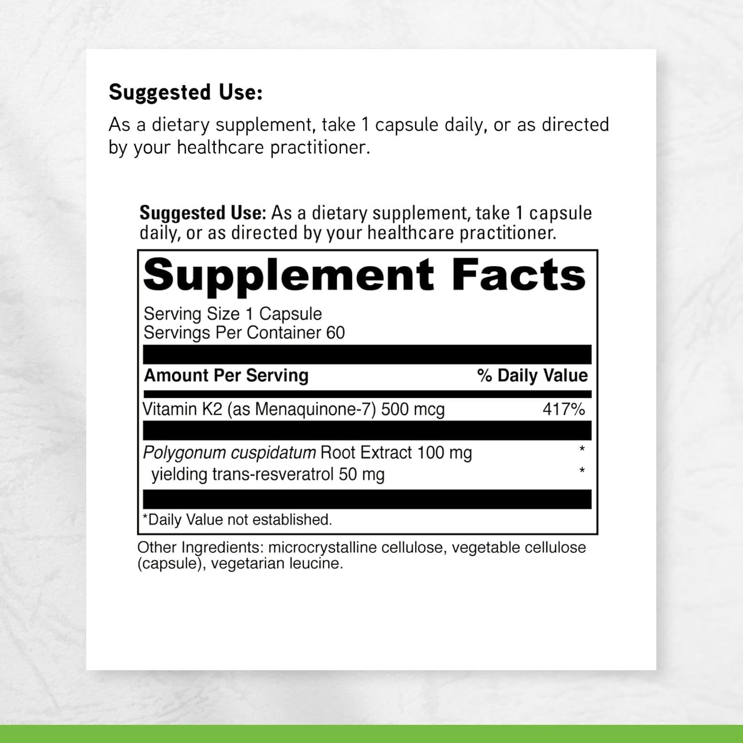 Davinci Labs Vitamin K2 & Resveratrol - Bone Health & Cardiovascular Supplement with Antioxidant Support* - Vegetarian, Gluten-Free & Soy-Free - 60 Capsules