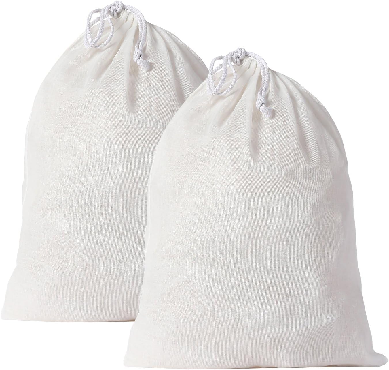 Cotton Cheese Cloth Muslin Gauze Fabric Drawstring Bags for Straining Filter Milk Cheesemaking Reuseable Breathable Natural Large Food Storage Bag W36 x H42cms (17 x 14 Inch) Neotrims (10 Pieces)