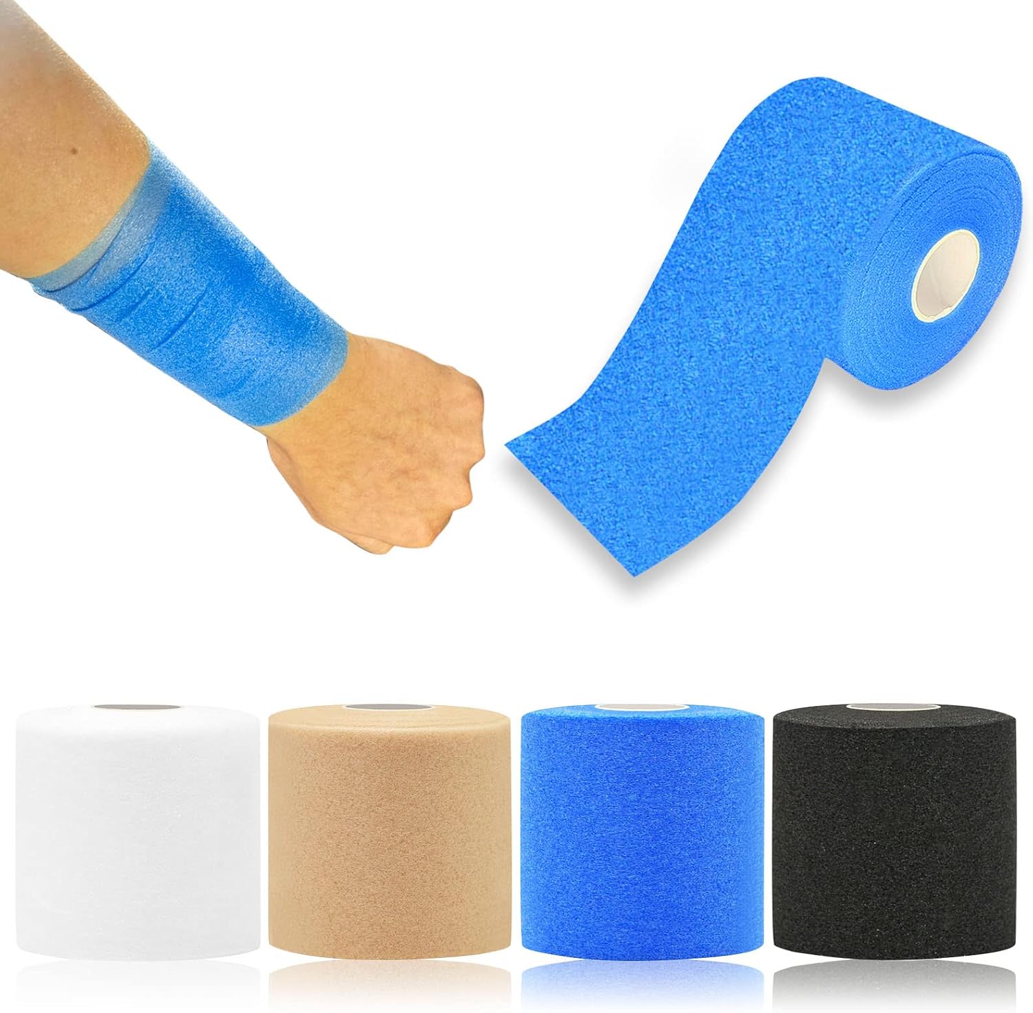 4 Rolls Pre Wrap Tape Foam Underwrap Athletic Tape Sports