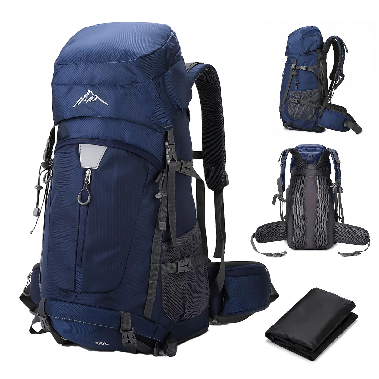 Mingfuxin Hiking Backpack Waterproof 60L, Lightweight Camping Backpack Sport Travel Rucksack Daypack with Rain Cover for Women Men Climbing Trekking Walking Travelling Backpacking Bag Outdoor