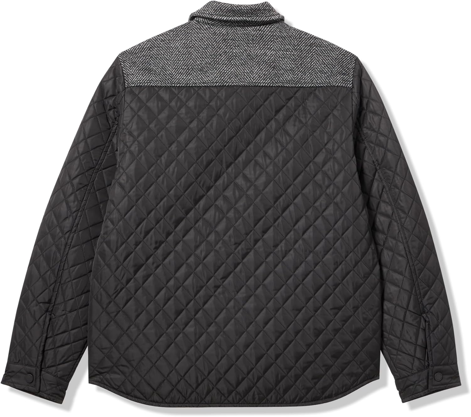 KARL LAGERFELD Men's Collared Pockets Mixed Media Quilted Jacket