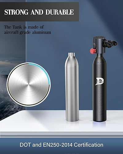 Miniatura 3 de Mini tanque de buceo de 0.5L con certificación DOT, tanques de buceo reutilizables, equipo de buceo de 5 a 10 minutos, kit de tanque de buceo dentro