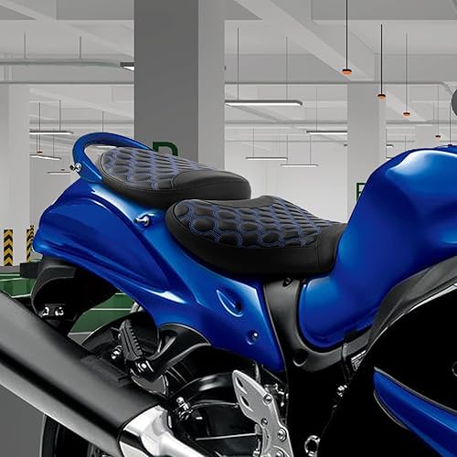 Miniatura 2 de TCT-MOTORPARTS Asiento de pasajero para conductor Suzuki Hayabusa GSX1300R 2008-2020 (negro + azul)