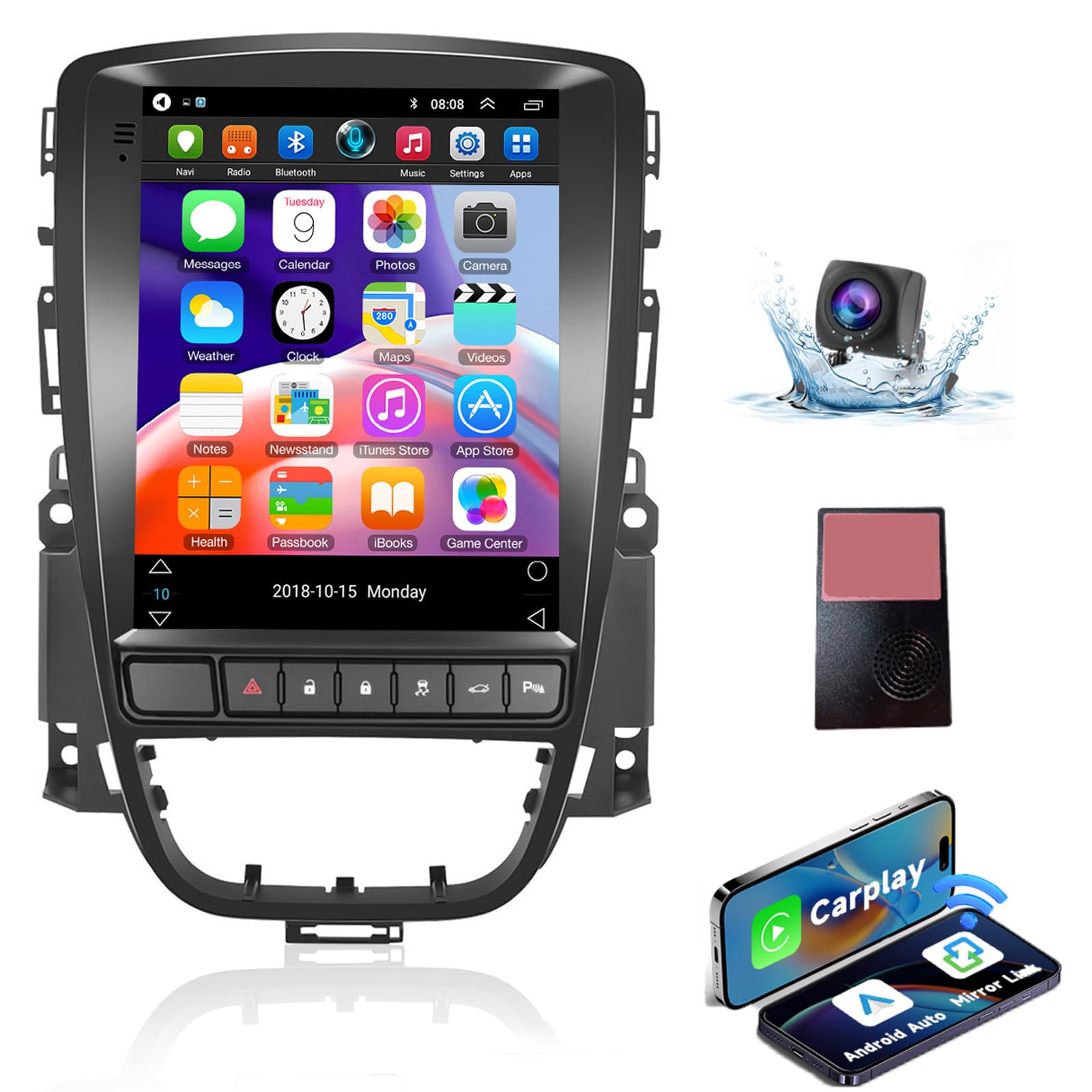 【8 Core 4+64G】Hodozzy Carplay Autoradio per Opel Astra J/Buick Excelle 2009-2015, 9.7 Pollice Touchscreen Android Autoradio con Android Auto/WiFi/GPS/RDS/FM/Bluetooth/USB/DSP
