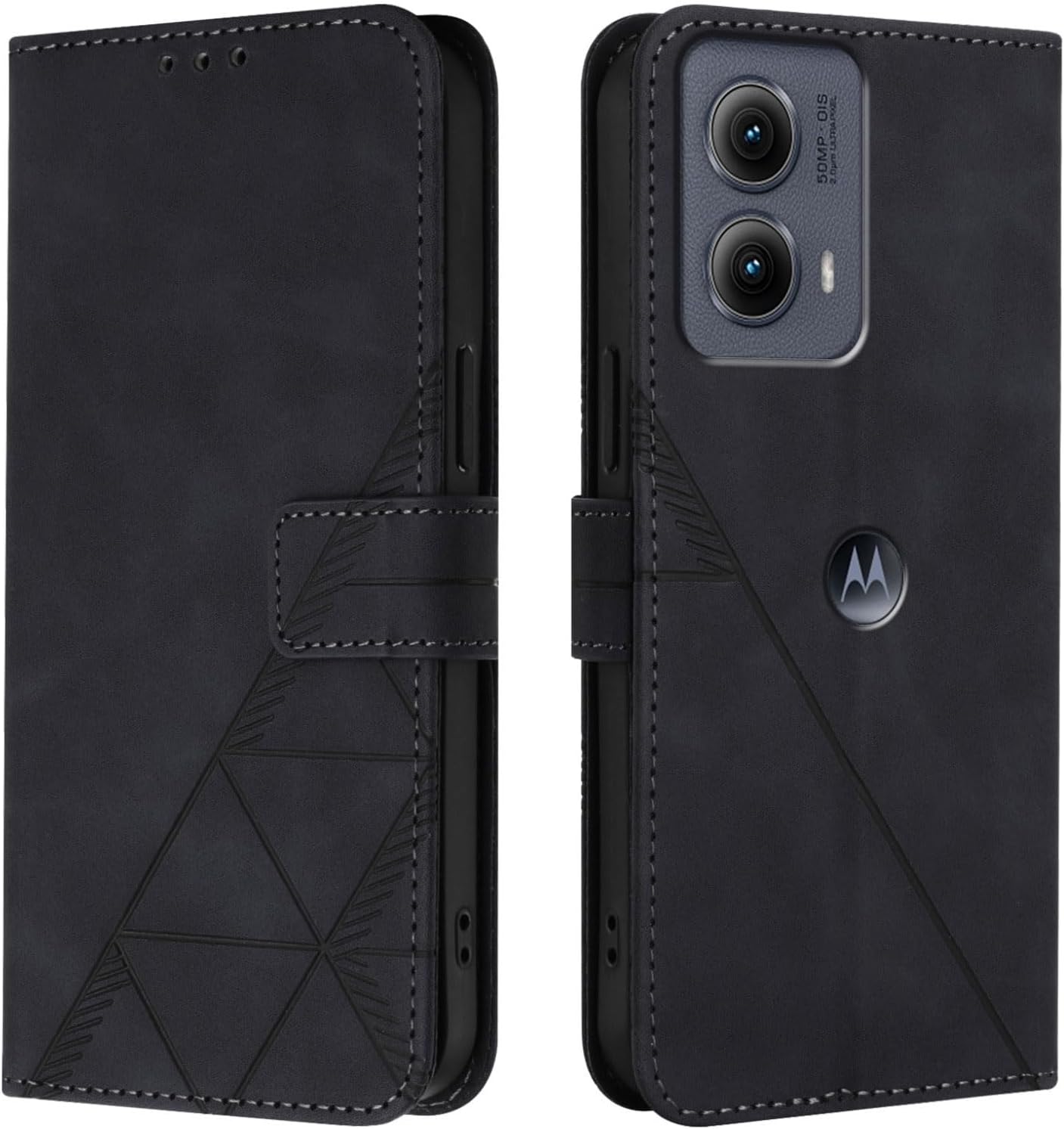 Case for Motorola Edge 2024 5G, Premium PU Leather Wallet Case with Credit Cards Holder Kickstand Magnetic Closure Shockproof Flip Folio Protection Cover for Moto Edge 2024 5G Black YBS