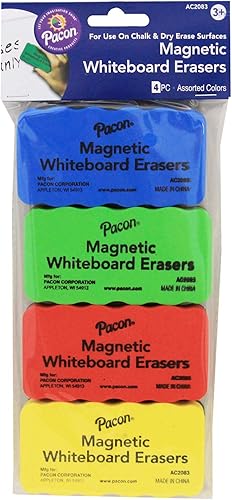 Creativity Street - Borradores magnéticos de tiza y pizarra blanca, paquete de 4 (AC2083)