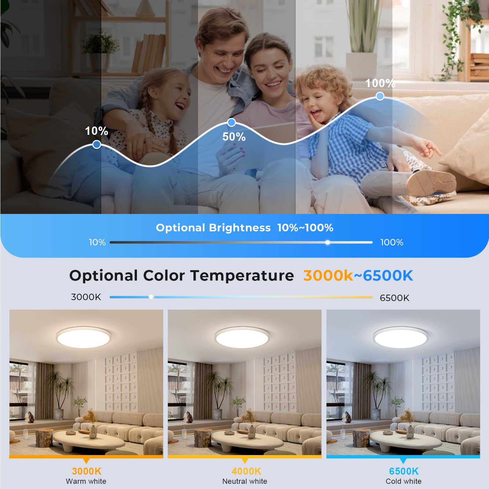 OTREN Plafoniera LED Soffitto Dimmerabile 56W 60CM Lampadario con Telecomando, Modalità Notturna e Memoria, 3000K–6500K, IP44 Impermeabile per Camera da Letto, Soggiorno, Ufficio e Cucina