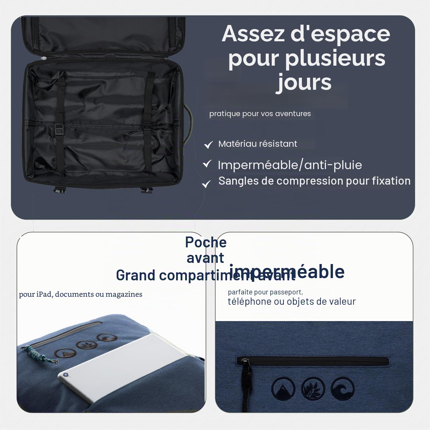 SONS OF ALOHA Valise Cabine et Sac à Dos Kane 2-en-1 Sac à Dos Trolley Cabine - Pet recyclé, Hydrofuge - Bagage d'embarquement Hybride à roulettes 50 x 40 x 20 cm