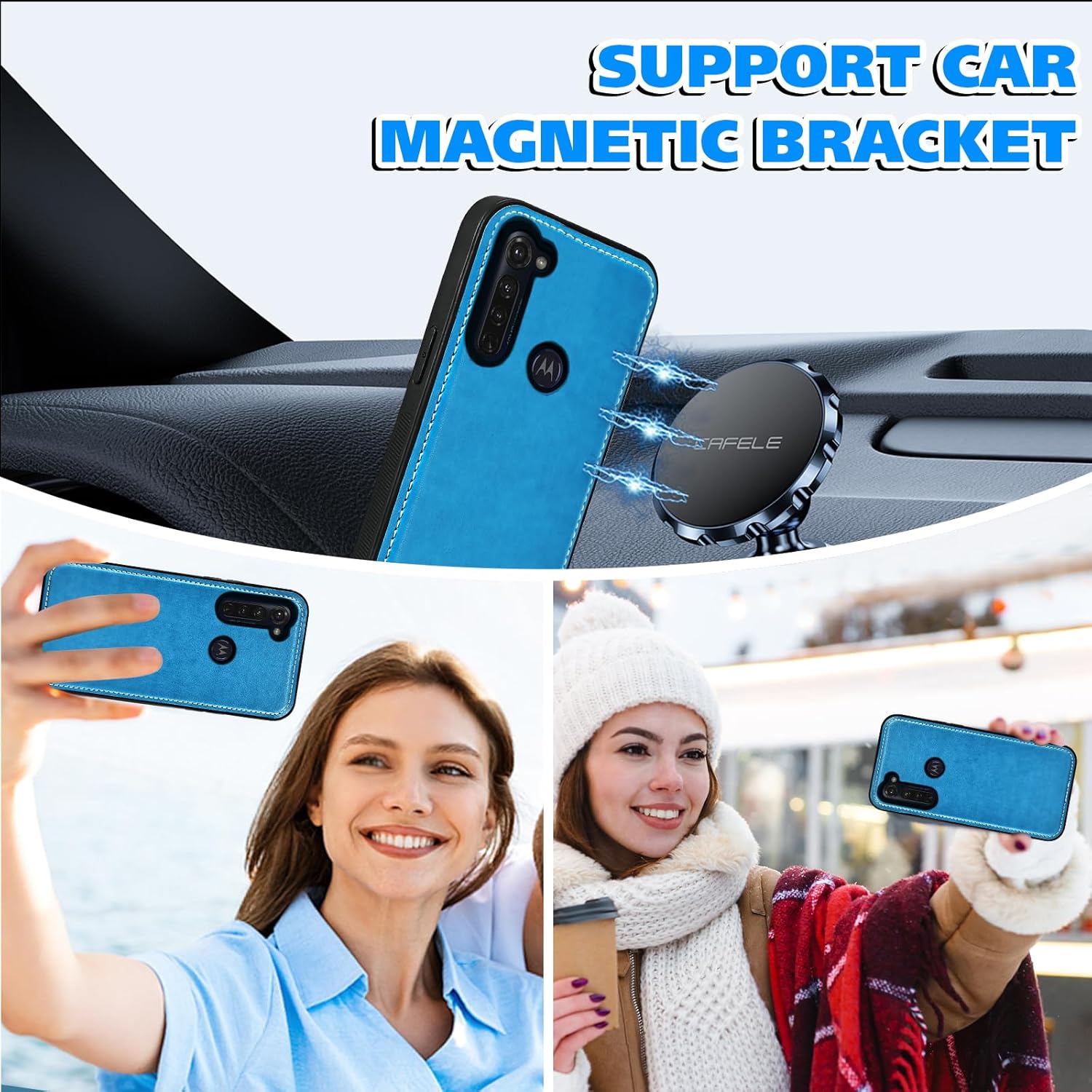 Asuwish Phone Case for Moto G Stylus 2020 MotoG Pro Zipper Wallet Cell Cover with Tempered Glass Screen Protector Strap Flower Card Holder Slot Motorola GStylus Stylo XT2043-4 XT2043 Women Girls Blue