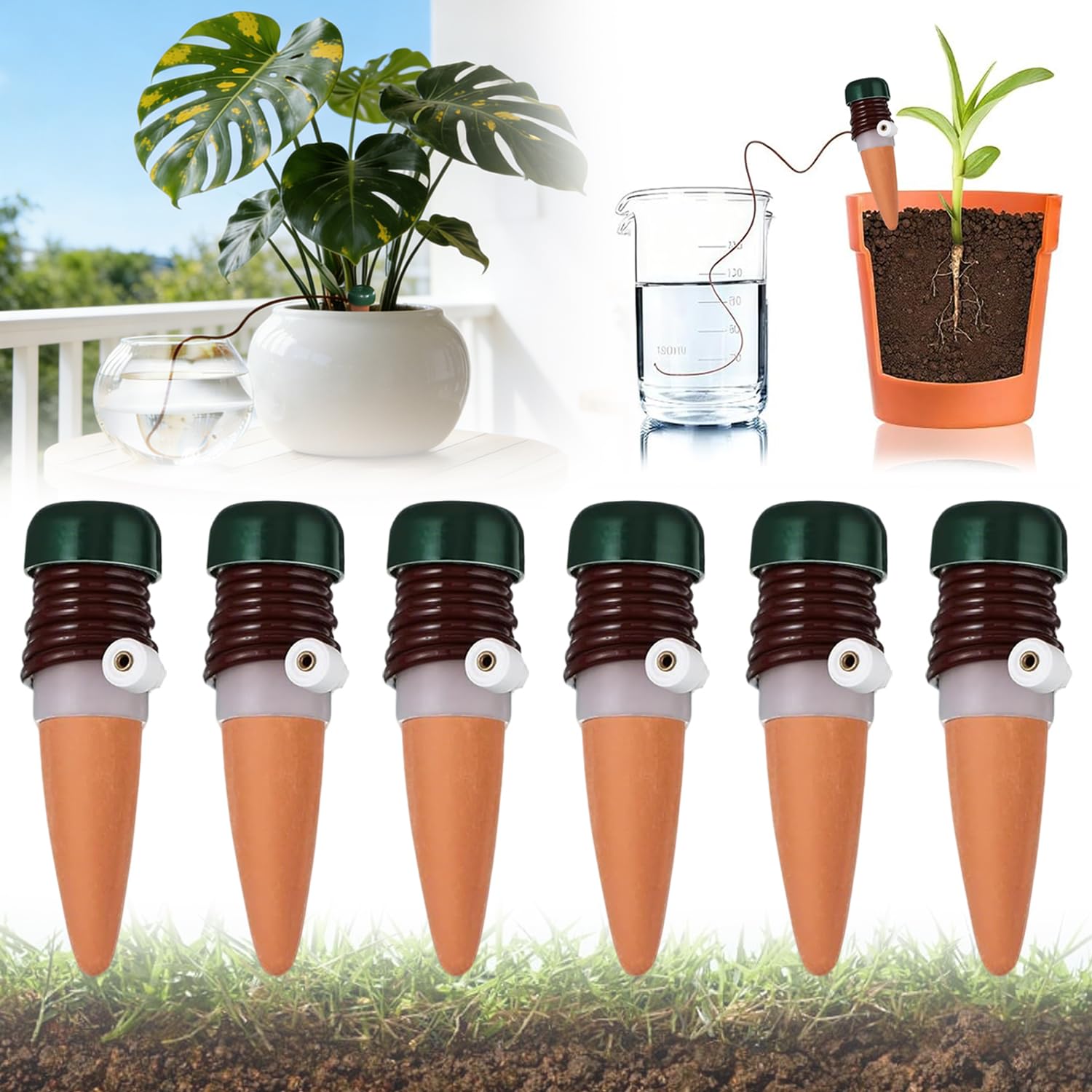 Distributeurs d'eau pour Plantes, 6 Pièces Distributeur d'eau pour Plantes D'intérieur, Arroseur Automatique Plante, Distributeur d'eau Automatique pour Jardin, Plantes Et Fleurs