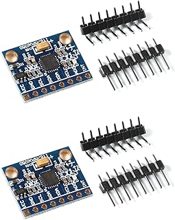 2pcs MPU6050 MPU-6050 GY-521 3 Axis Accelerometer Gyroscope Module 6 DOF 6-axis Accelerometer Gyroscope Sensor Module 16 Bit AD Converter Data Output IIC I2C