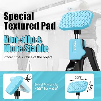 SHALL 4 Pcs Adjustable 137-290cm Plasterboard Support Props, Third Hand Tool Support System,70kg Capacity per Prop for Wall/Ceiling/Cabinet Installation, Anti-Slip Rotating Pad