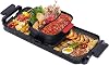 2 in 1 Electric Teppanyaki Grill and Hot Pot, 2200W BBQ Pan with Dual Temp Control, Smokeless Nonstick Coating for 1-8 People