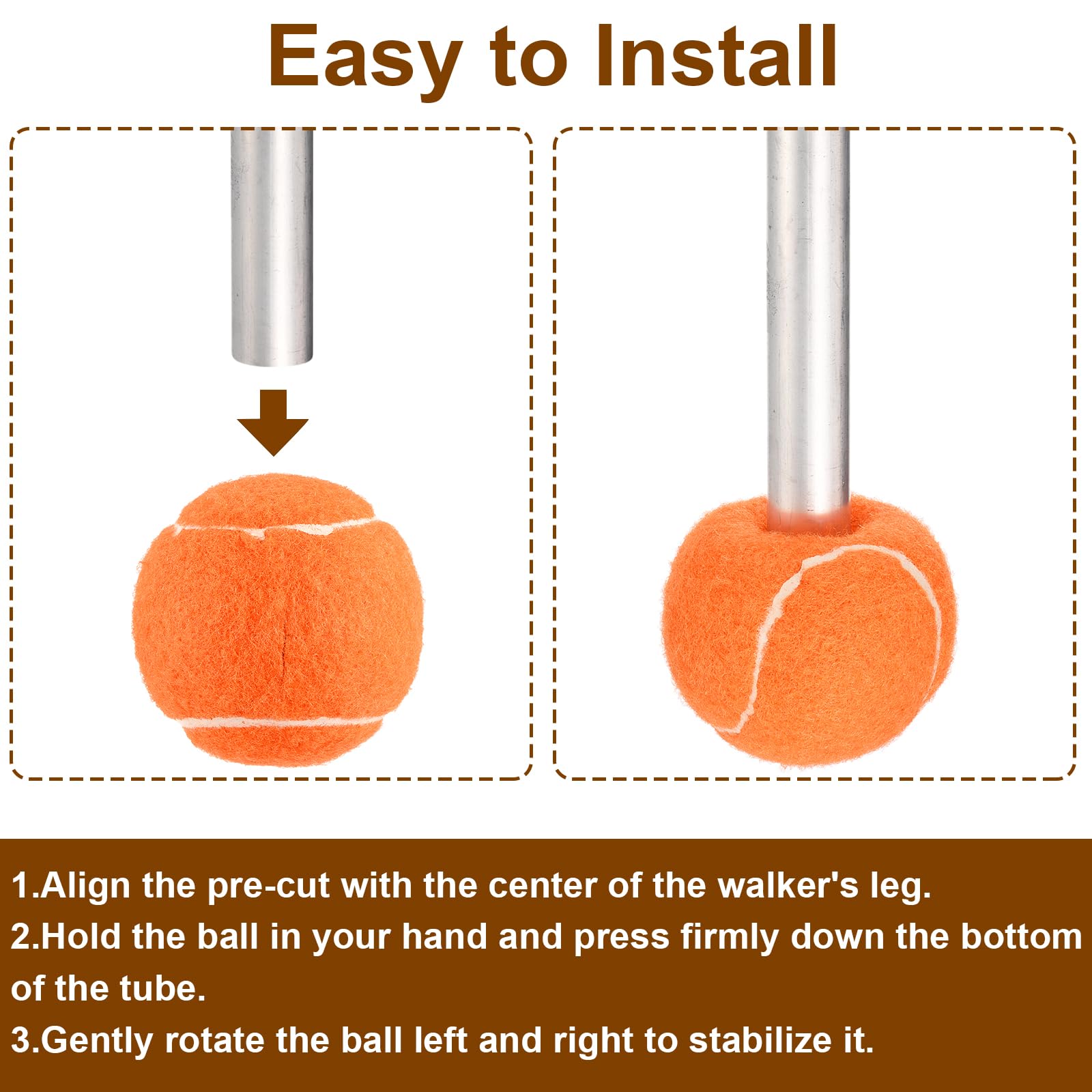 QUARKZMAN Bolas De Tenis Precortadas para Andadores, 24Pcs - Bolas De Tenis para Sillas, Cubiertas para Patas De Mesas De Tenis, Bolas Deslizantes De Fieltro para Patas Protección（Naranja