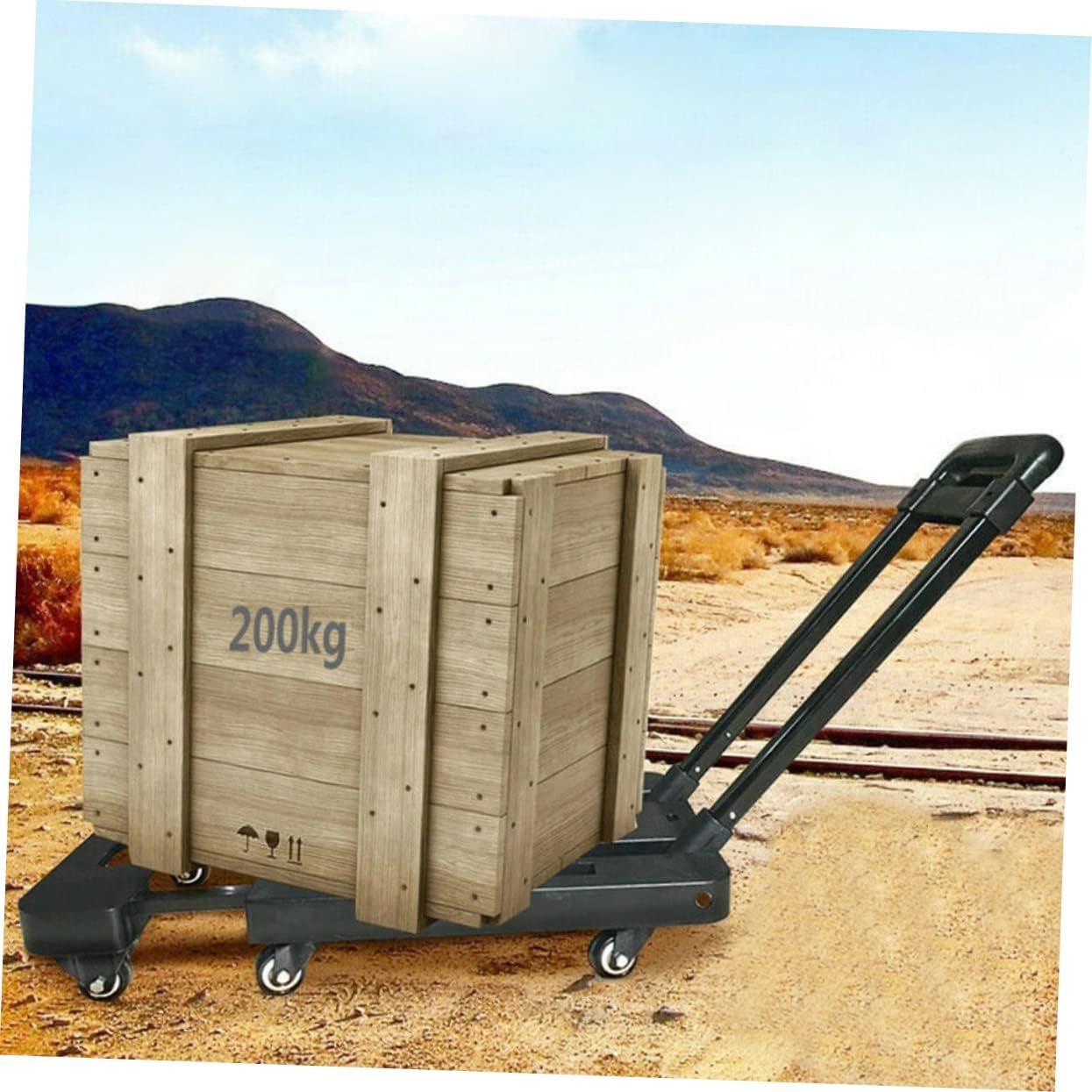 Ciieeo 1Pc Collapsible Push Pull Cart Heavy Duty Luggage Wagon for Office Outdoor Home Use Foldable Transport Cart with Silent Wheels Versatile Grocery Goods Carrier