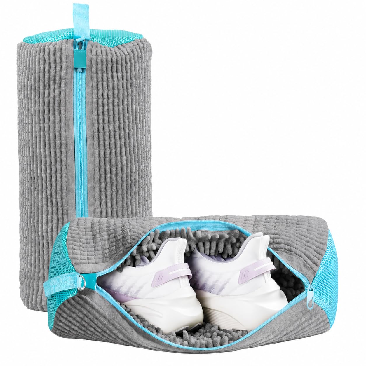 Bolsa de zapatos duradera para lavadora y secadora, malla protectora reutilizable gris, 2 uds. 6