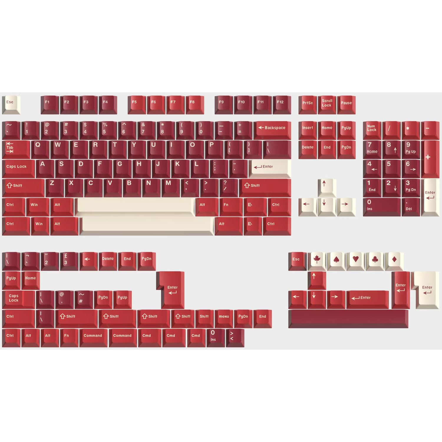Fogruaden PBT Keycaps Set, Cherry Profile Custom Red Keycap for Mechanical Keyboard