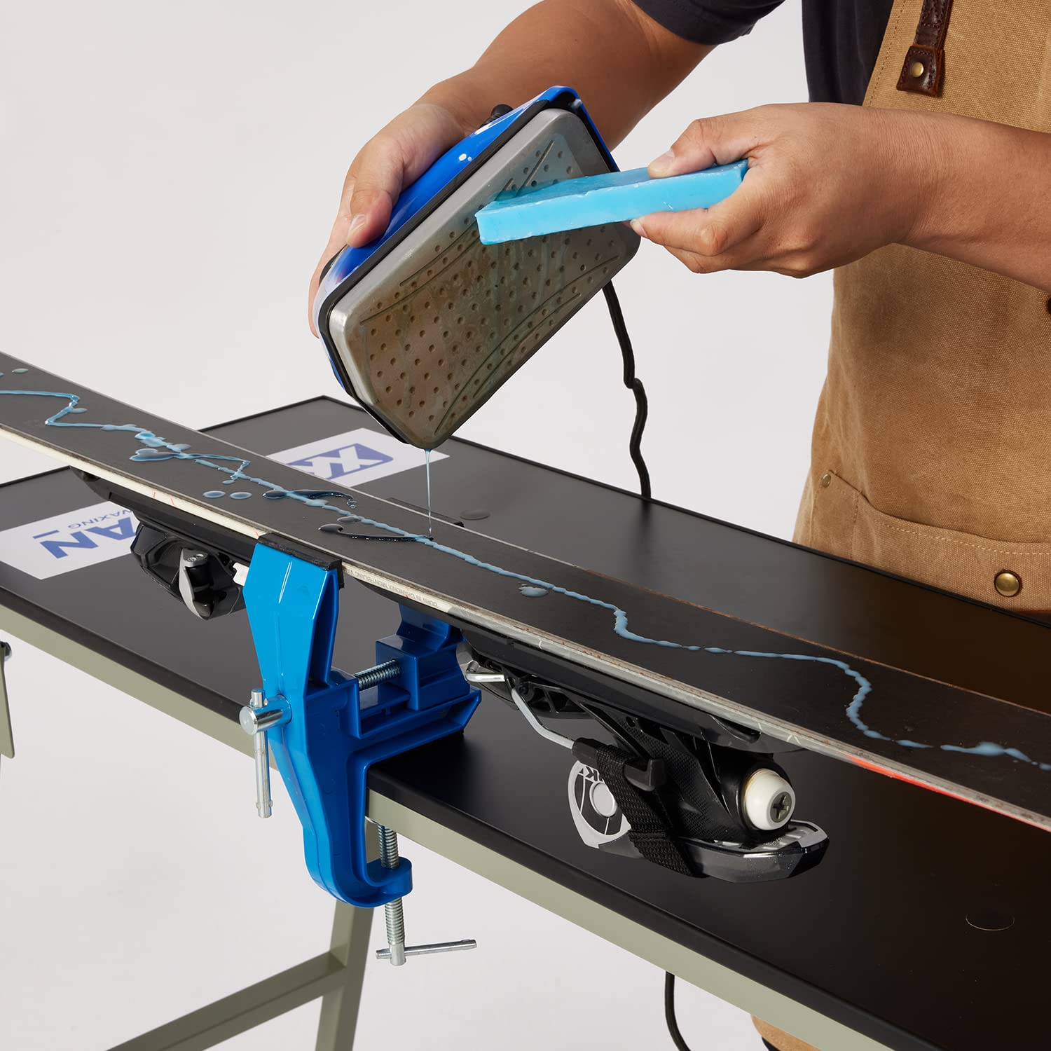 Xcman, morsa per la personalizzazione e la lucidatura degli sci, in metallo, con altezza e angolazione regolabili, resistente e stabile