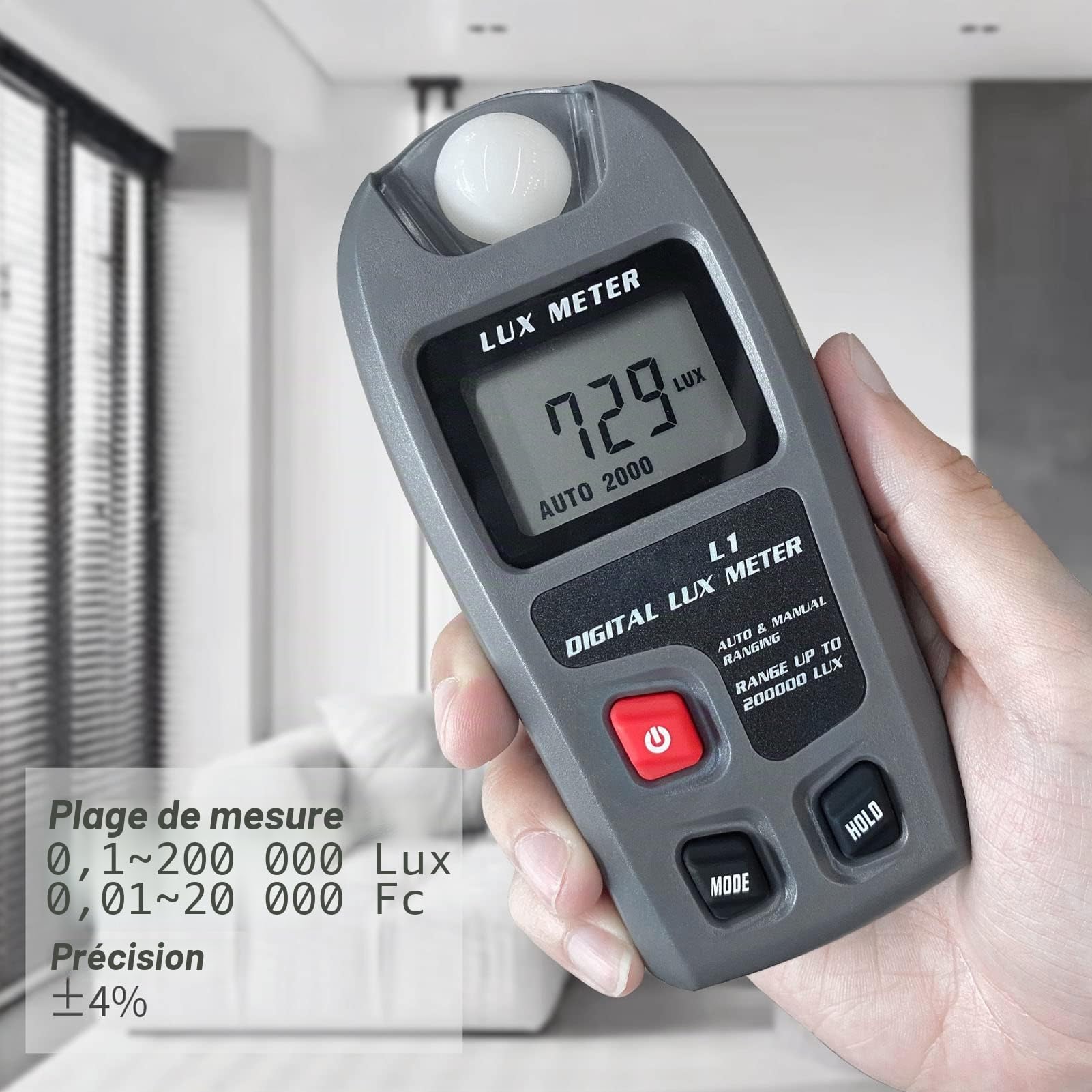 Illuminomètre numérique luxmètre pour mesure d'éclairement écran LCD avec arrêt automatique compteur de lumière