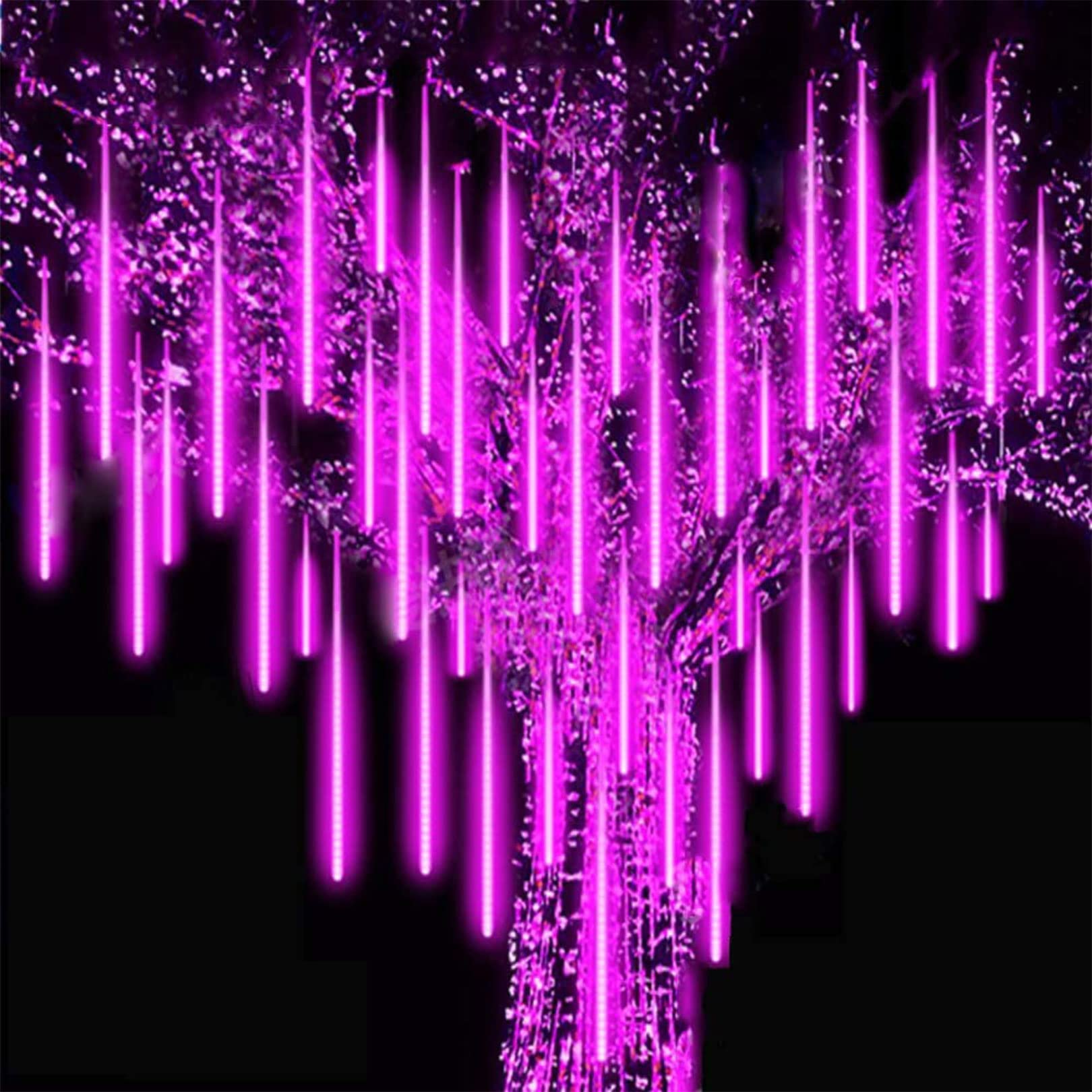 Cadena de luces Lluvia de meteoritos para interiores Luz de lluvia 80 cm 8 tubos 576 LED Decorativo a prueba de agua Carámbano en cascada Cadena de carámbanos Luz Caída de nieve para fiesta Boda