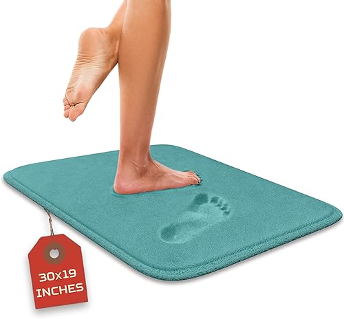 Miniatura 27 de Alfombra de baño de lujo – 1 pieza de tapete de baño con espuma viscoelástica, antideslizante y ultrasuave, altamente absorbente, fácil de limpiar -