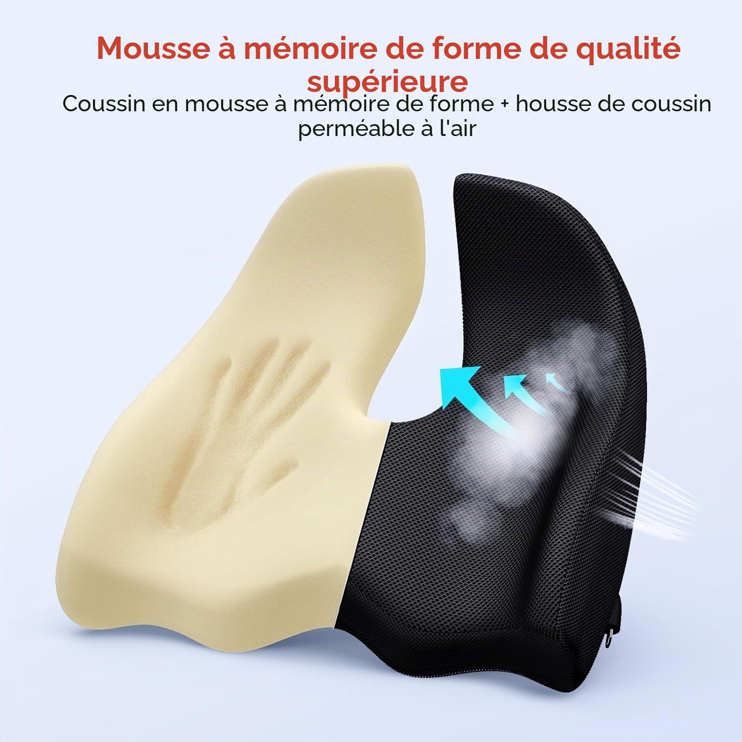 Benazcap Coussin de Siège,Coussin Coccyx Ergonomique pour Bureau et Voiture | Soulager La Douleur Sciatique,Coussin Chaise avec Housse Lavable,Coussin de Soutien Lombaire pour Assise Prolongée