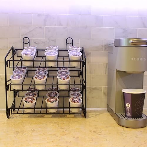 Miniatura 7 de FixtureDisplays 11.8" x 12.5" x 6.0" 3 niveles estante de alambre de encimera taza taza de 3 niveles, cápsulas de café, botella, jarabe, tarros de